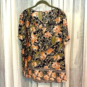 DR2 Floral Black and Orange Women's Top